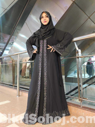 স্টোন পার্টি বোরকা হিজাব সহ ফুল সেট